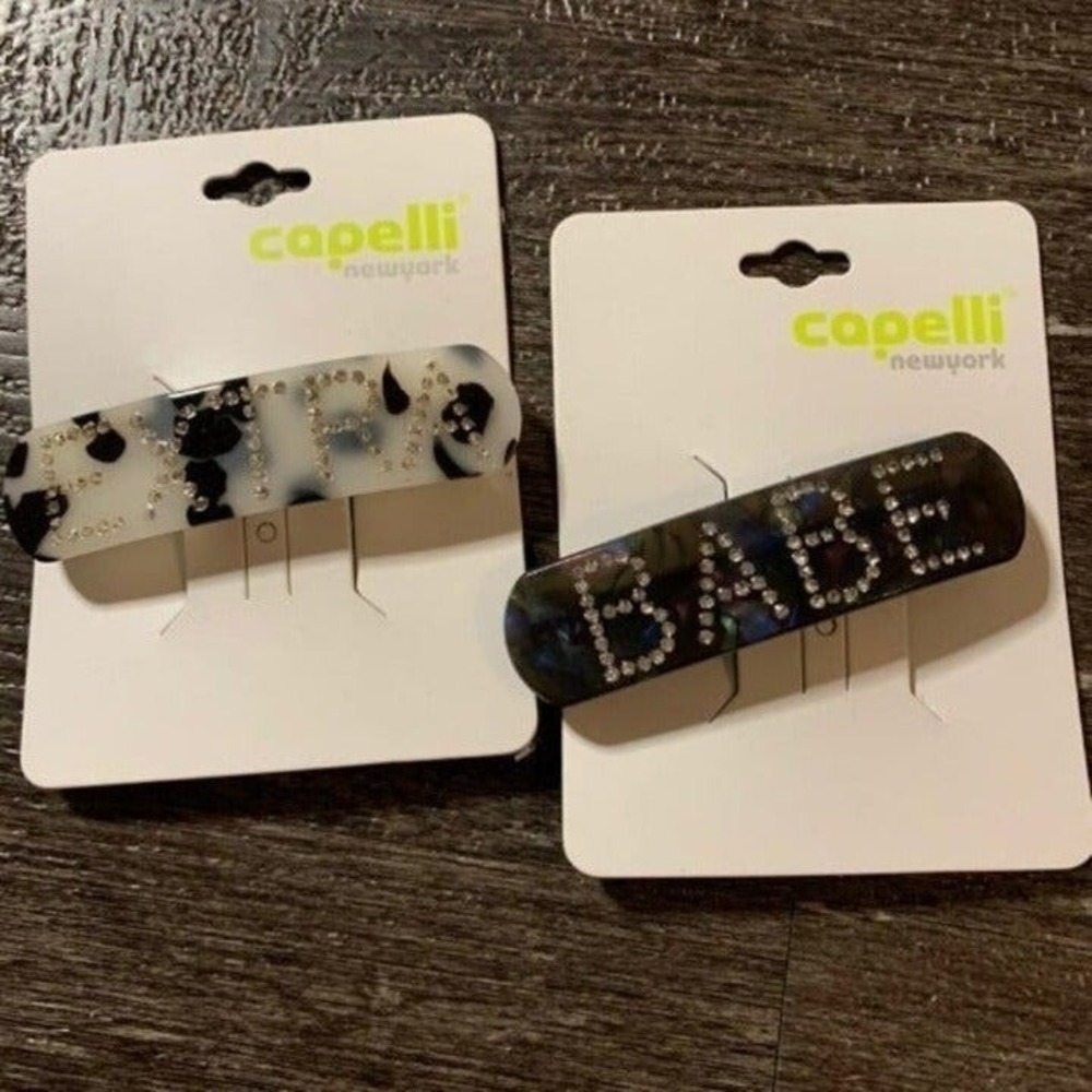 Capelli New York Hair Barrettes NWT Set of Two Babe Extra Leopard Rhinestone Y2K